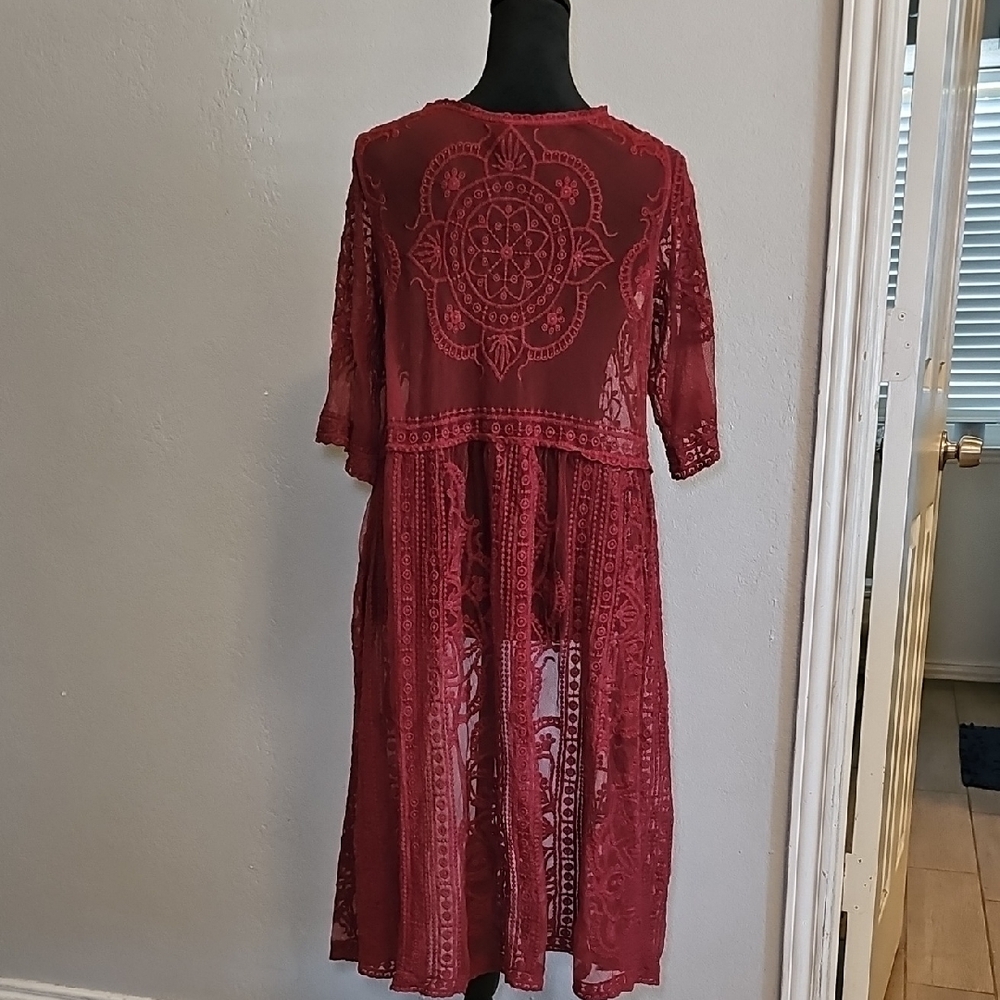 Agnes & Dora Vintage Red Lace Cardigan Womens Size Small/Medium - Picture 3 of 8
